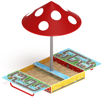 Песочница с крышкой средняя и навесом Грибок (Игра) - ИО 5.01.10-02