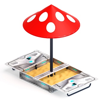 Песочница с крышкой средняя и навесом Грибок (Техно) - ИО 5.01.10-10