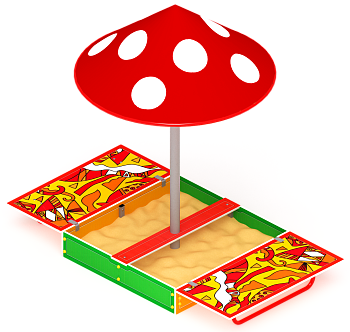 Песочница с крышкой средняя и навесом Грибок (Рыбы) - ИО 5.01.10-04