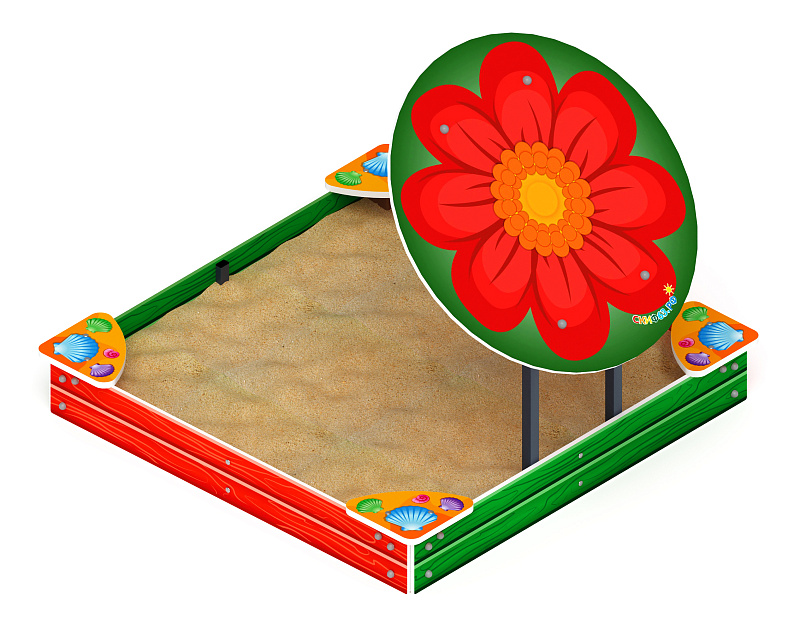 Песочница средняя с навесом Цветок (Ракушки) - ИО 5.01.08-02