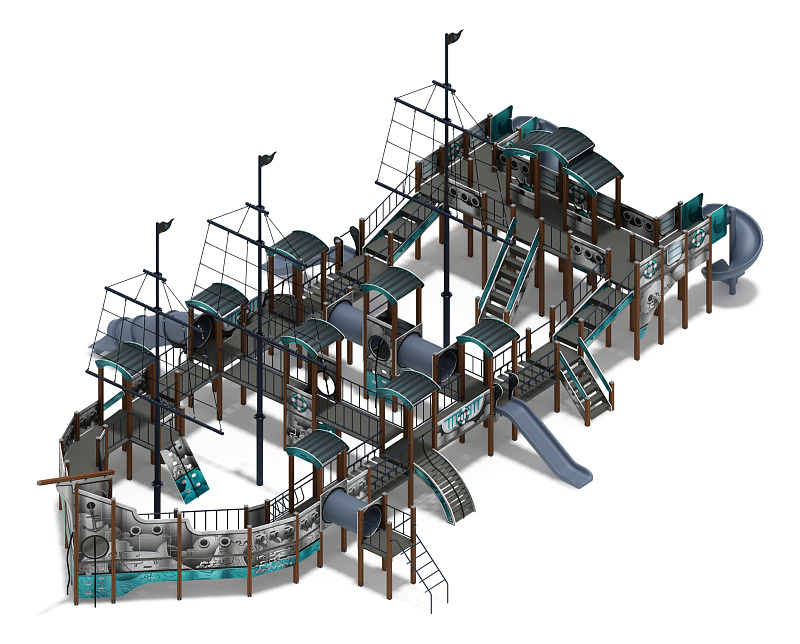 Баркентина (Лагуна) - ДИК 2.03.3.06-12.И1 - Игровой комплекс (Винтовой скат) H=1200, Н=1500, Н=2000
