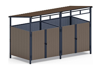 Навес контейнерной площадки для мусора (коричневый) (2 секции) МФ 55.02.02-02