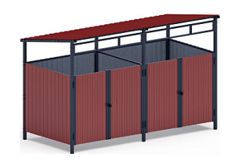 Навес контейнерной площадки для мусора (красный) (2 секции) МФ 55.02.02-04