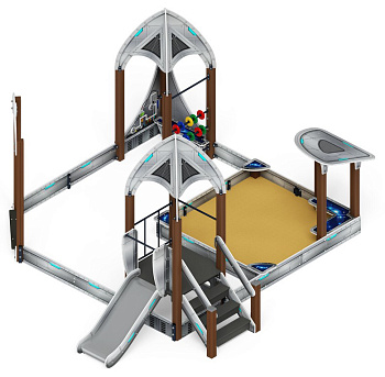 Песочный дворик с горкой Космопорт (Серый) - ИО 6.14.01-01 H=750
