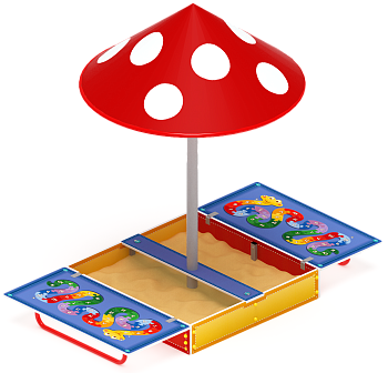 Песочница с крышкой средняя и навесом Грибок (Азбука) - ИО 5.01.10-01
